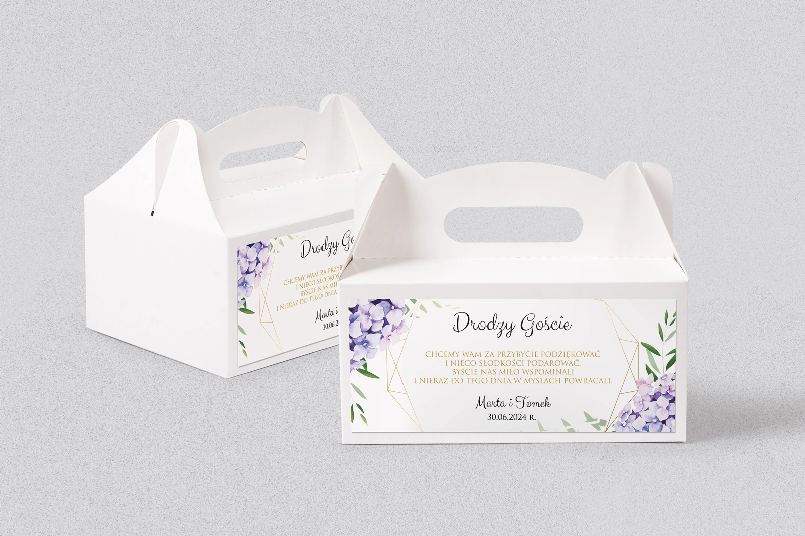 Pudełko na ciasto weselne Flowers & Frame - Motyw 1