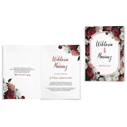 Zaproszenia ślubne Amore Rosso - Składane Motyw 3