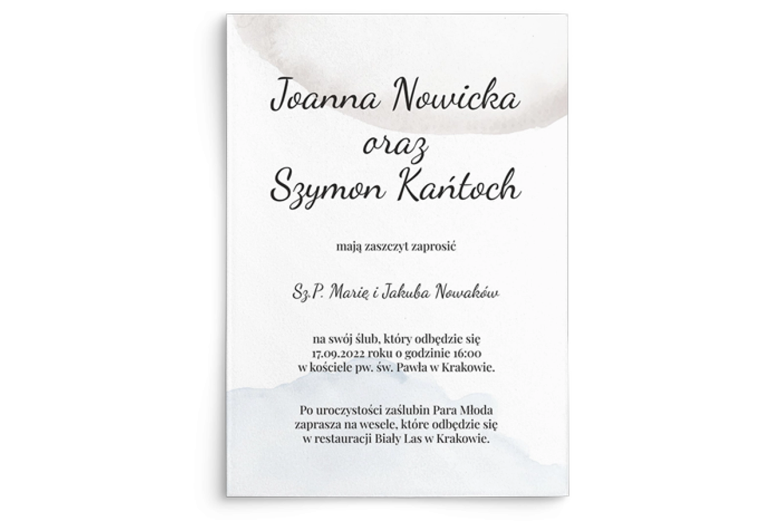 Zaproszenia ślubne Watercolor Wedding - Motyw 3