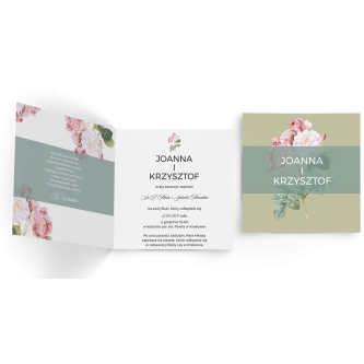 Zaproszenia ślubne Botanic - Składane Kwadrat Motyw 3