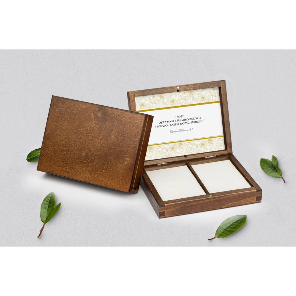 Pudełko na obrączki prostokątne brązowe - Ornaments Motyw 3