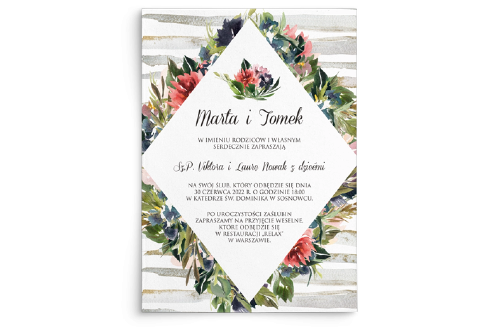 Zaproszenia ślubne Akwarelka - Motyw 3