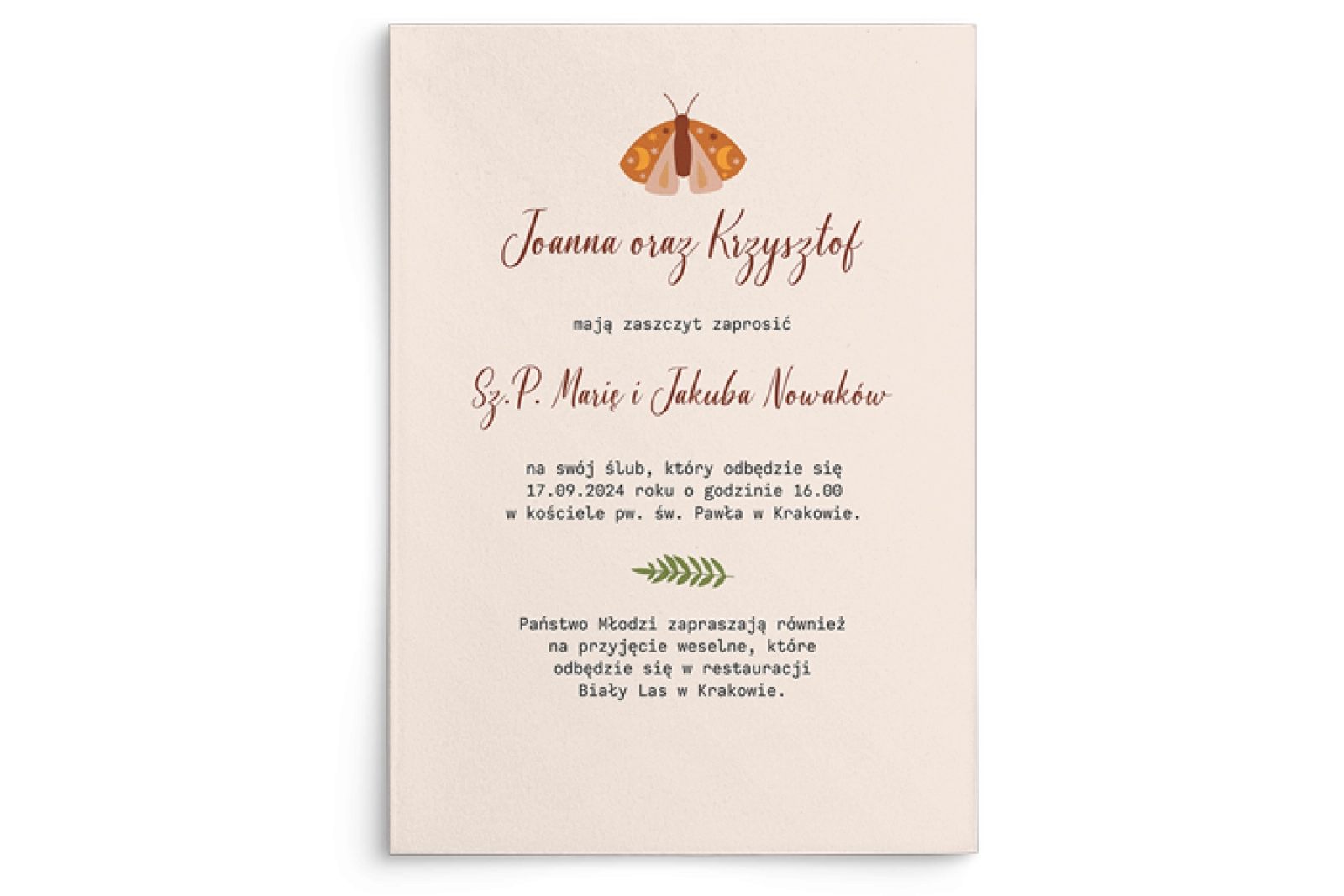 Zaproszenia ślubne Butterflies - Motyw 3