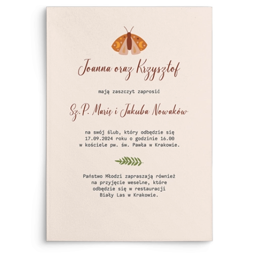 Zaproszenia ślubne Butterflies - Motyw 3