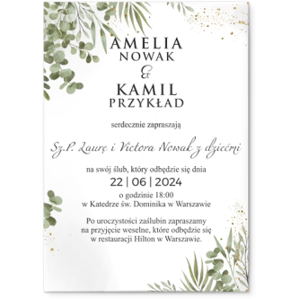 Zaproszenia ślubne Leaves- Akrylowe Motyw 2