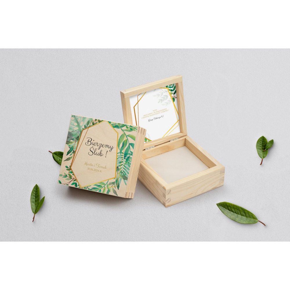 Pudełko na obrączki naturalne - Flowers & Frame Motyw 2