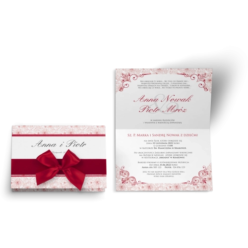Zaproszenie ślubne Ornaments - Bordowe