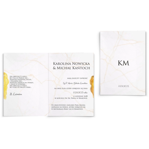 Zaproszenia ślubne Marble - Składane motyw 3