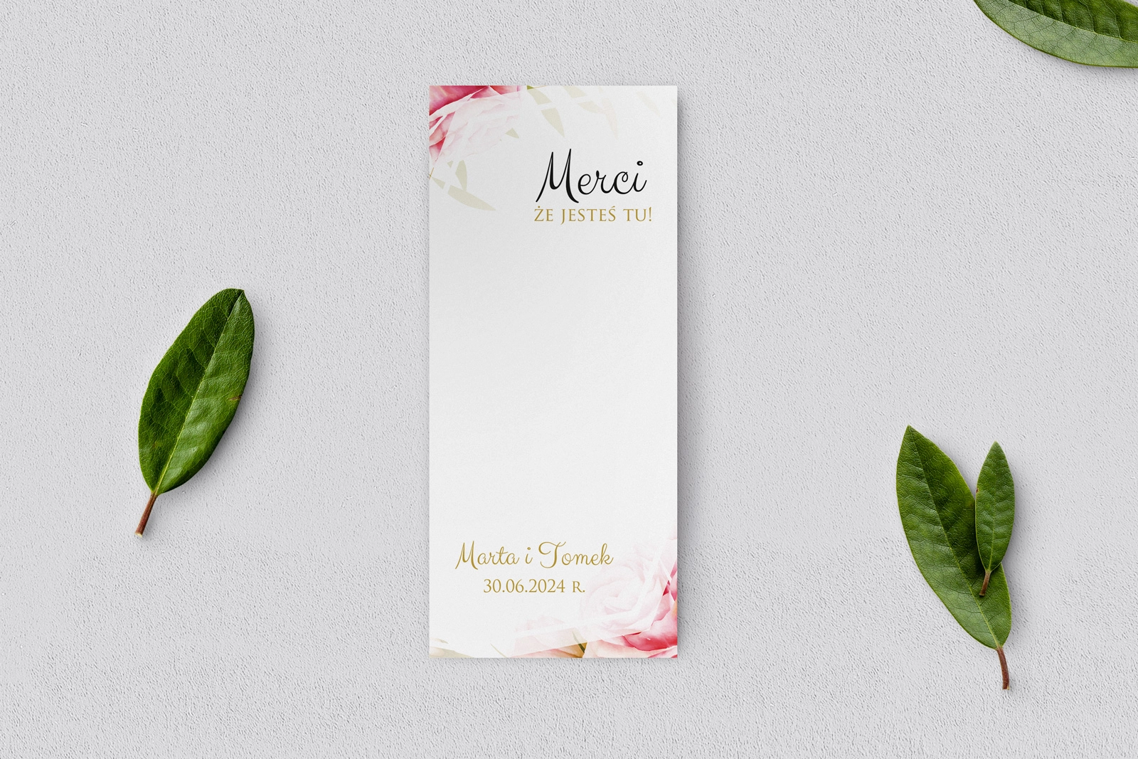 Podziękowanie Merci - Karteczka Flowers&Frame - Motyw 5