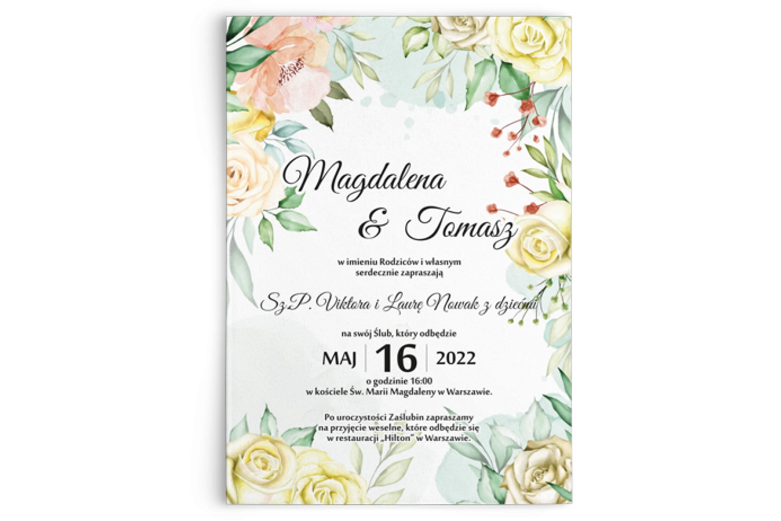 Zaproszenia ślubne Amelia- Motyw 1