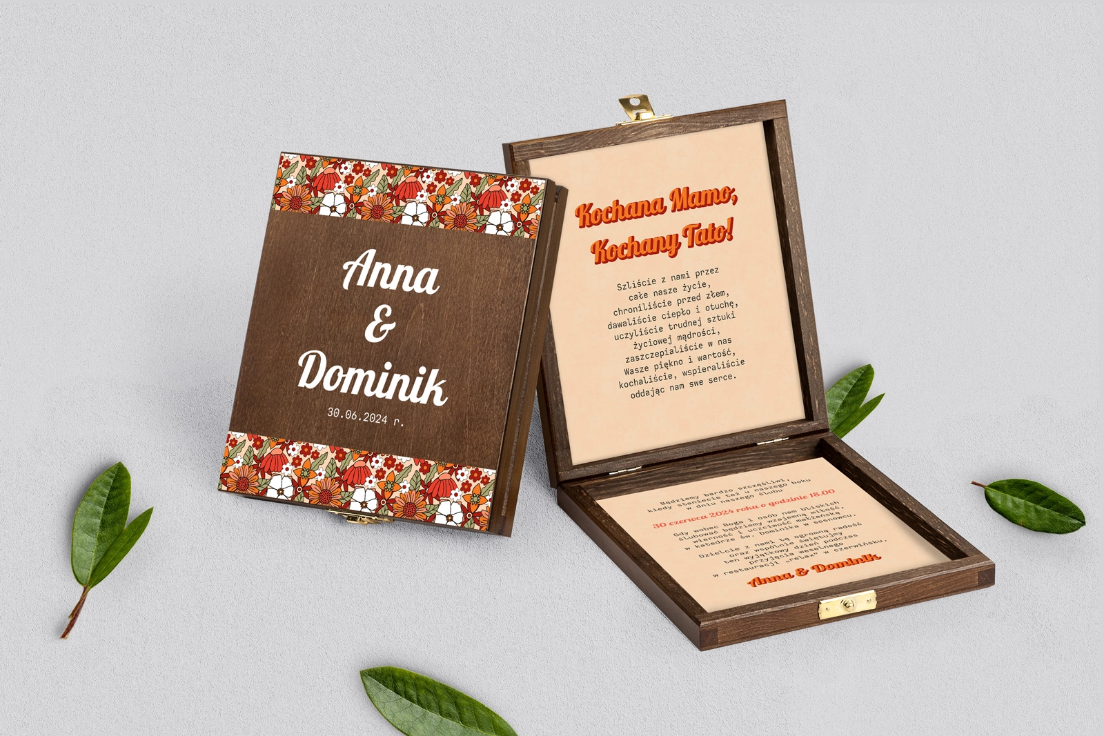 Zaproszenie dla Rodziców - brązowe Retro Style Motyw 3