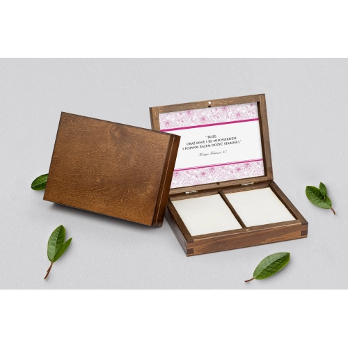 Pudełko na obrączki prostokątne brązowe - Ornaments Motyw 10