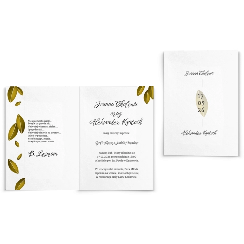 Zaproszenia ślubne Jesienne Liście - Składane motyw 3