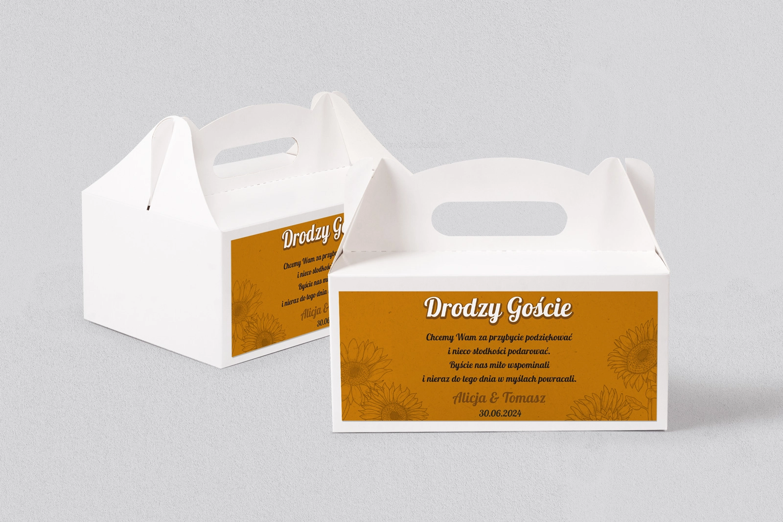 Pudełko na ciasto weselne Sunflowers - Motyw 3