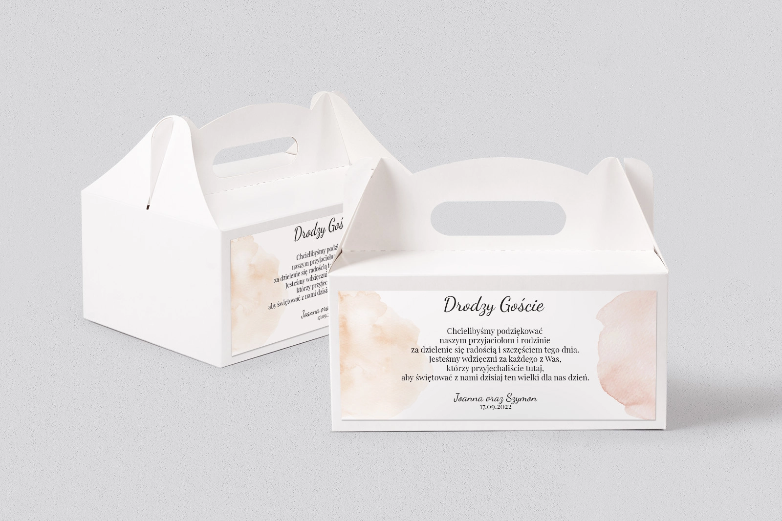 Pudełko na ciasto weselne Watercolor Wedding - Motyw 1