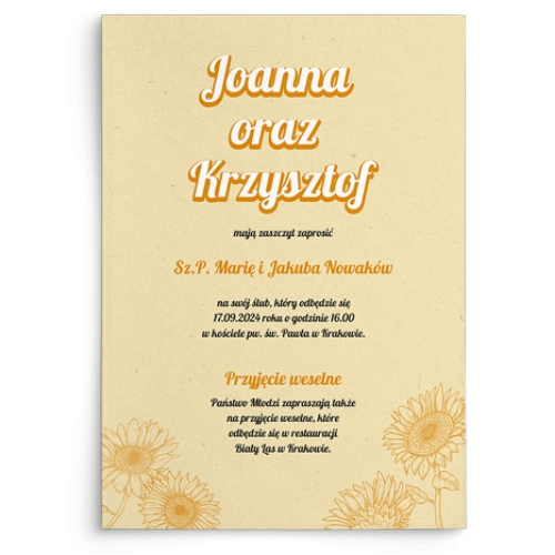 Zaproszenia ślubne Sunflowers - Motyw 1