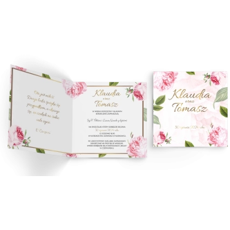 Zaproszenia ślubne Dream - Składane Kwadrat Motyw 2