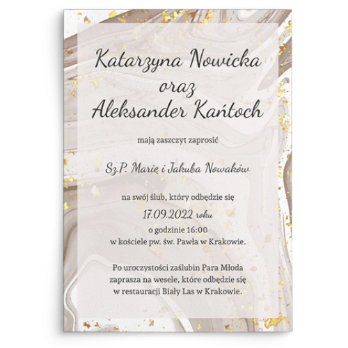 Zaproszenia ślubne Golden Brown - Motyw 1