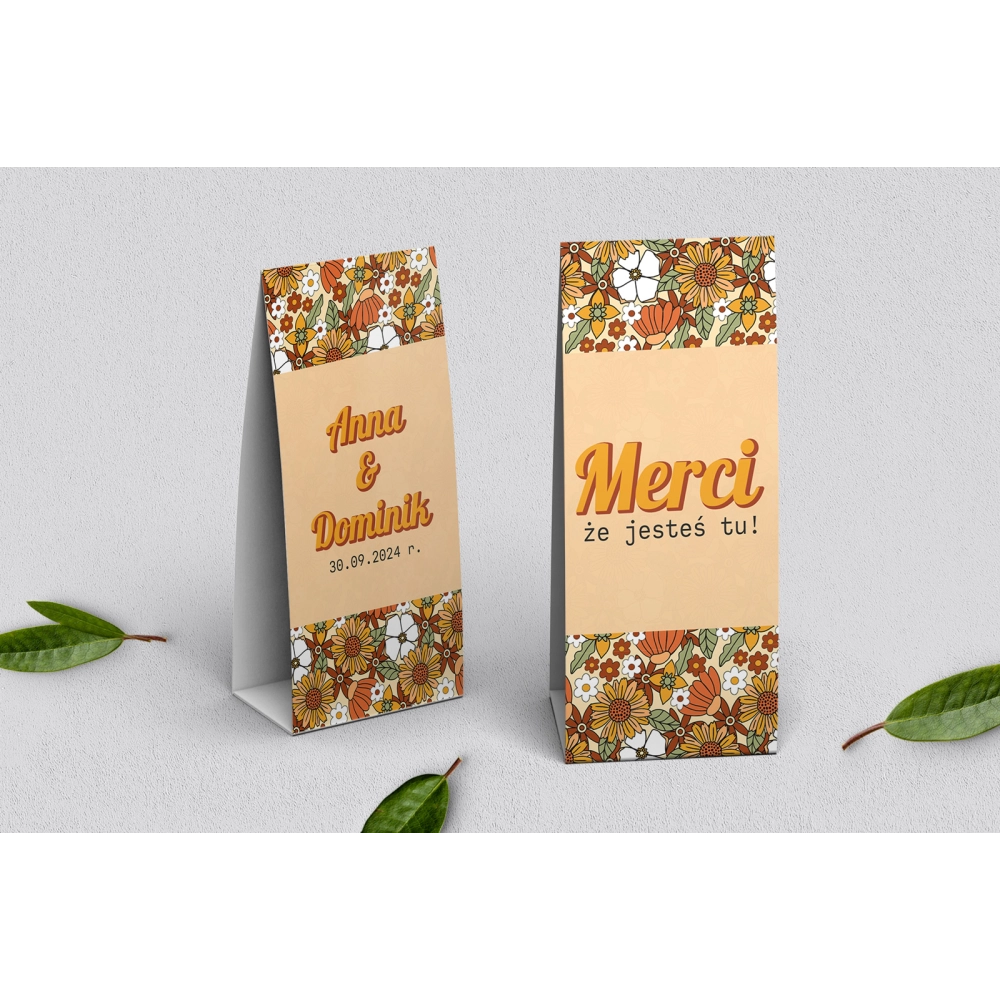 Podziękowanie Merci - Pudełeczko Retro Style Motyw 1