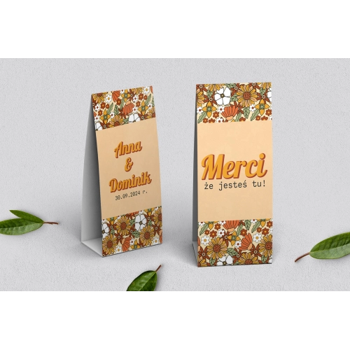 Podziękowanie Merci - Pudełeczko Retro Style Motyw 1