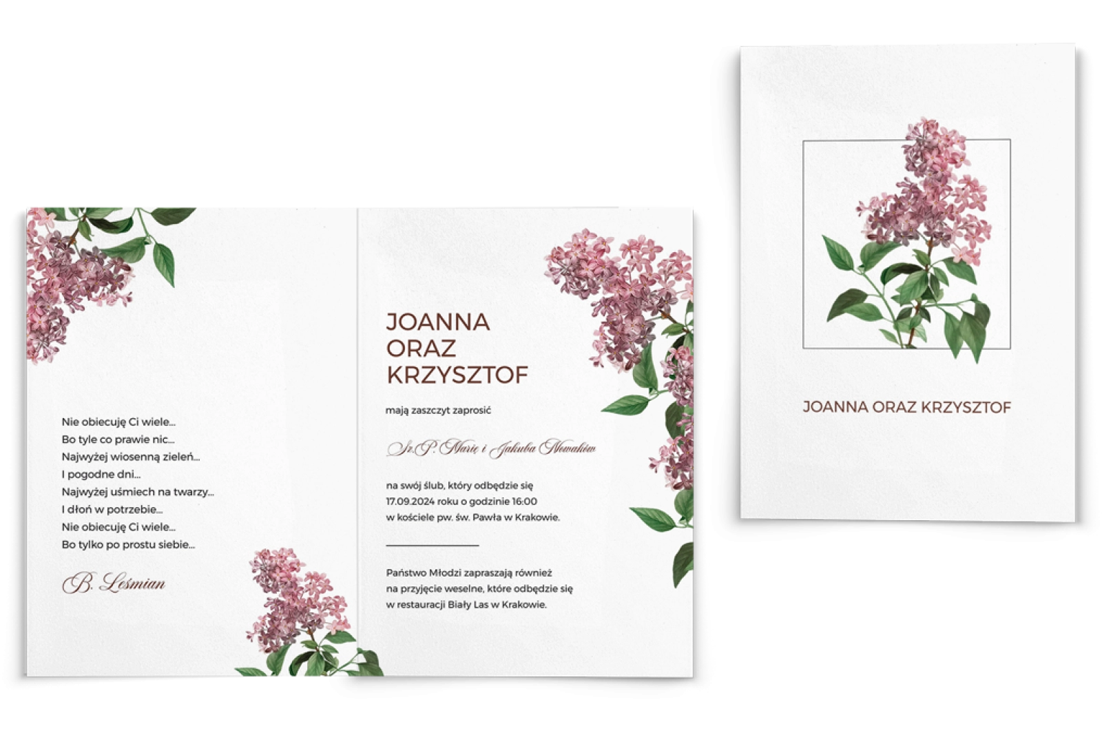 Zaproszenia ślubne Meadow - Składane Motyw 2