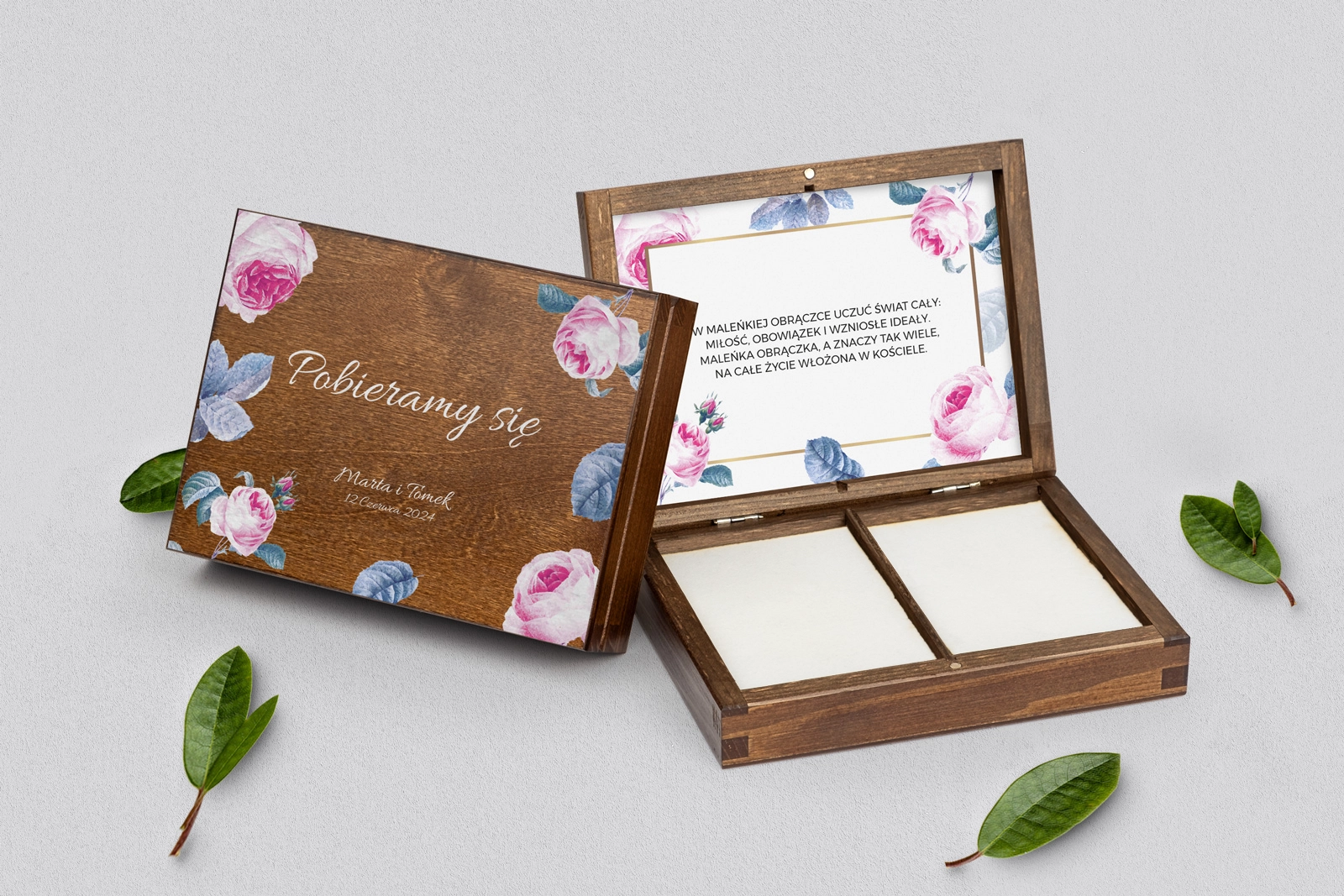 Pudełko na obrączki prostokątne brązowe - Dream Motyw 3