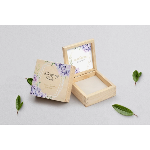 Pudełko na obrączki naturalne - Flowers & Frame Motyw 1