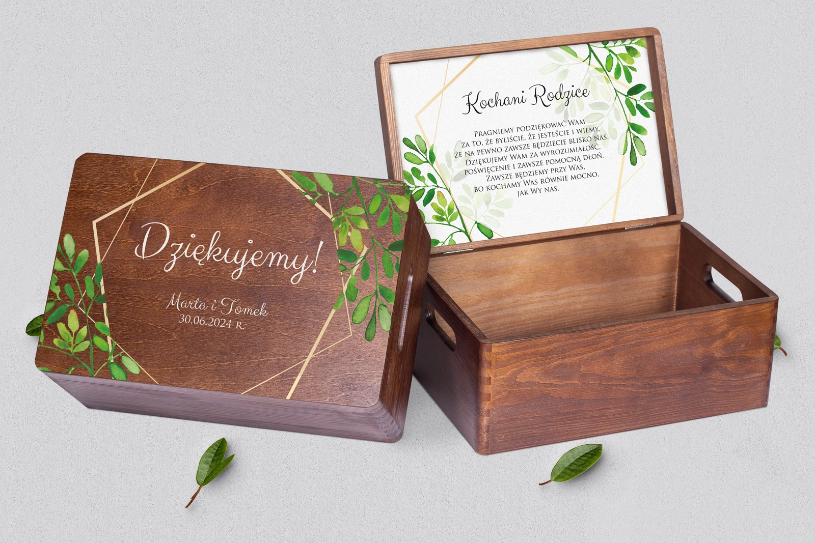 Skrzyneczka dla Rodziców - brązowa Flowers & Frame Motyw 3