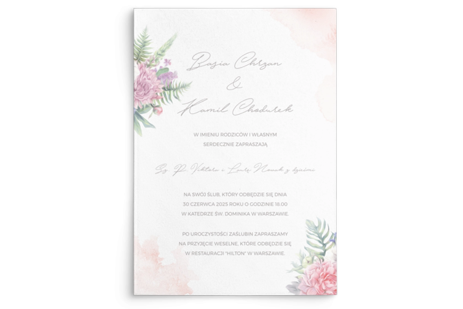 Zaproszenia ślubne Lili - Motyw 2