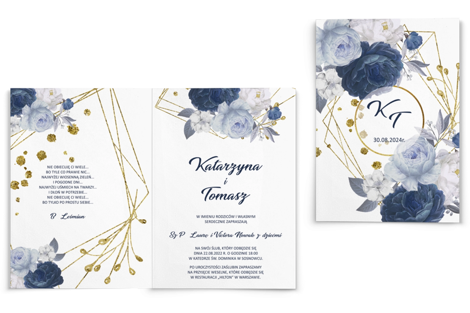 Zaproszenia ślubne Modena - Składane Motyw 2