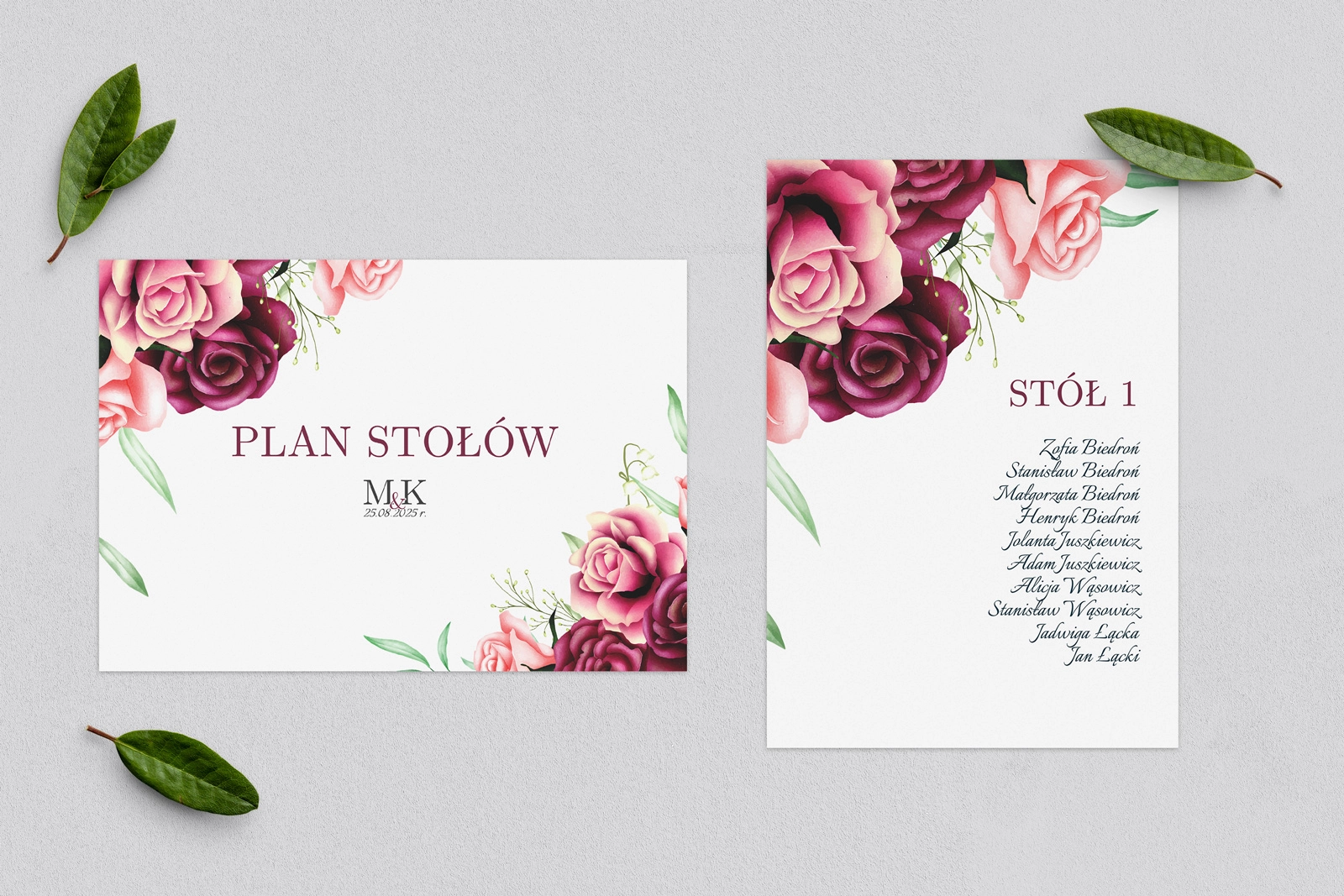 Plan Stołów - Karteczka Fabello Motyw 3