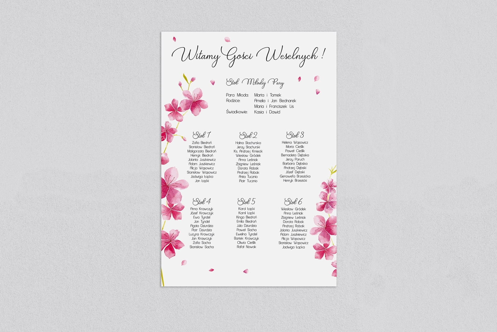 Plan stołów weselnych Biały Czas - Motyw 3