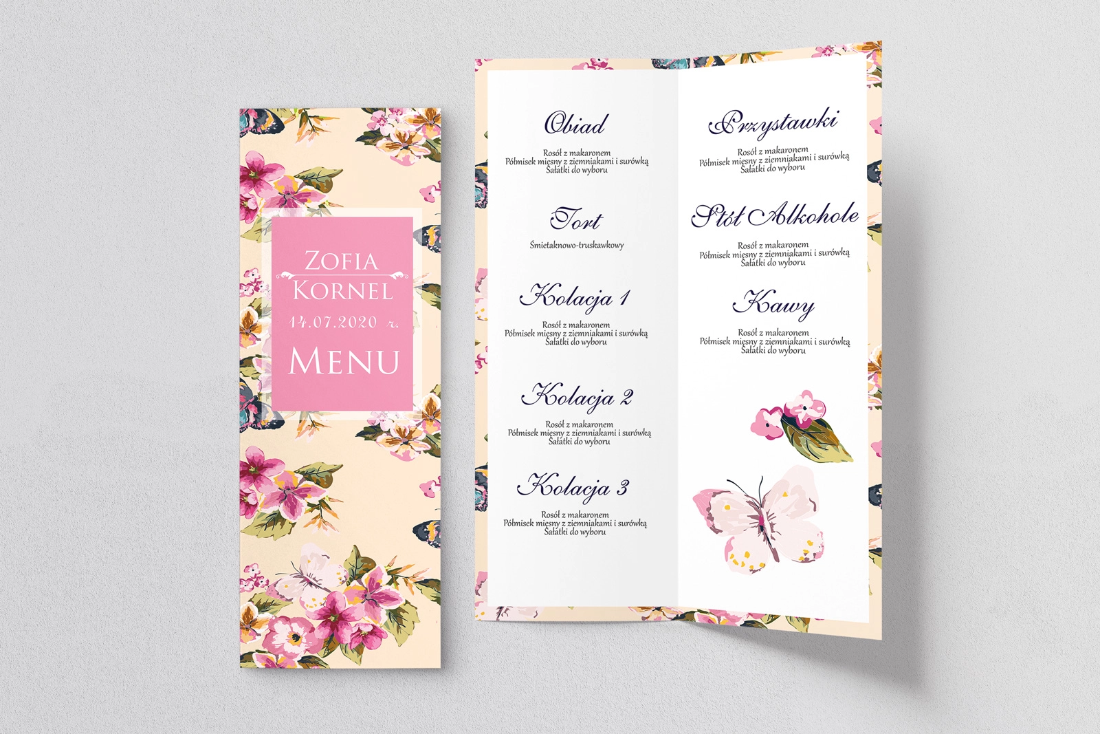 Menu Weselne Kwiatowe Pole Motyw 5