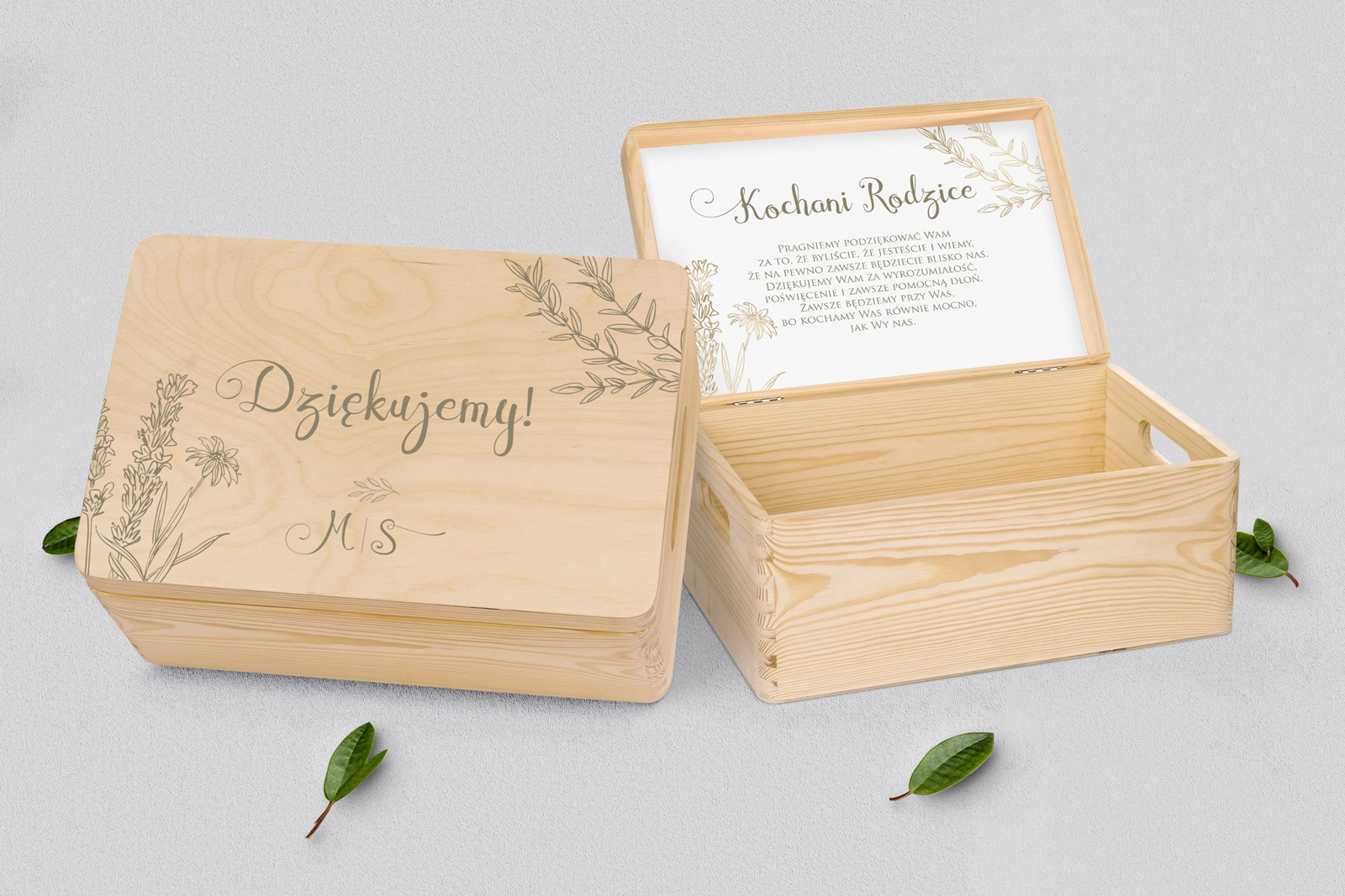 Skrzyneczka dla Rodziców - naturalna Fiori Motyw 1