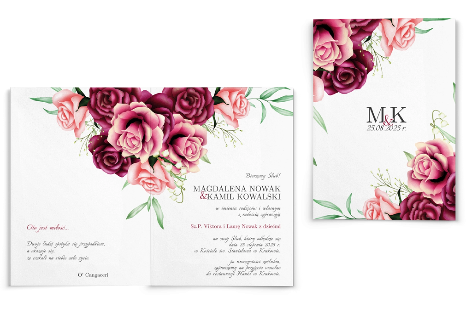 Zaproszenia ślubne Fabello - Składane Motyw 3