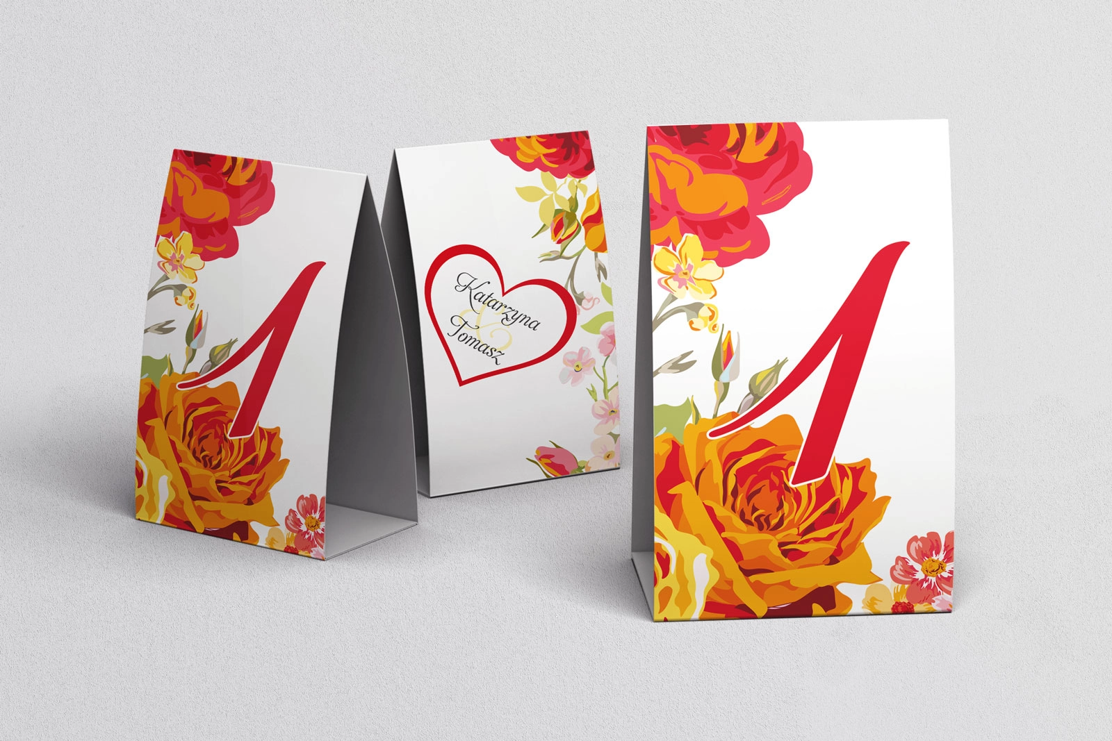 Numerki na stół Serca Kwiat Motyw 13