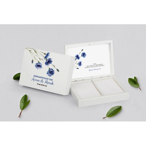 Pudełko na obrączki prostokątne białe - Sweet Love Motyw 1