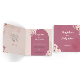 Zaproszenia ślubne Loretta - Składane Kwadrat Motyw 1