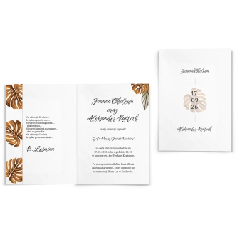 Zaproszenia ślubne Jesienne Liście - Składane motyw 1