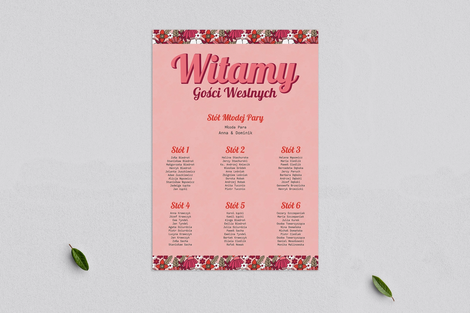 Plan stołów weselnych Retro Style - Motyw 2