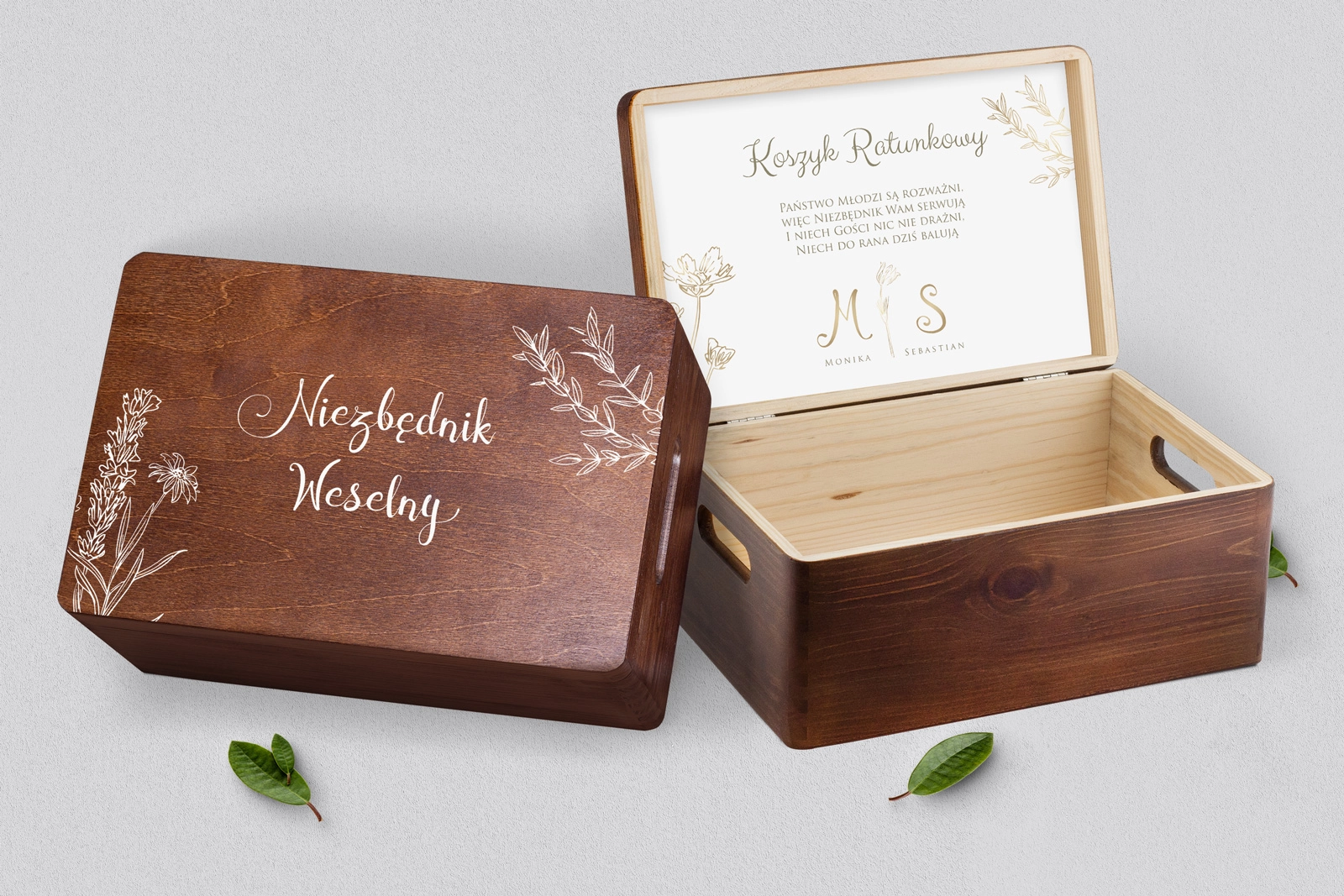 Koszyczek ratunkowy weselny brązowy - Fiori Motyw 1