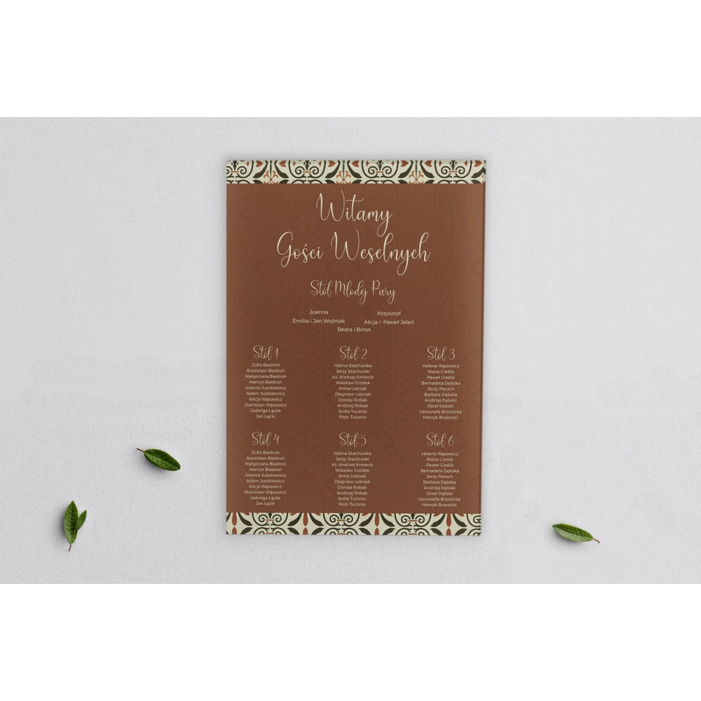 Plan stołów weselnych na płótnie Vintage Motyw 3