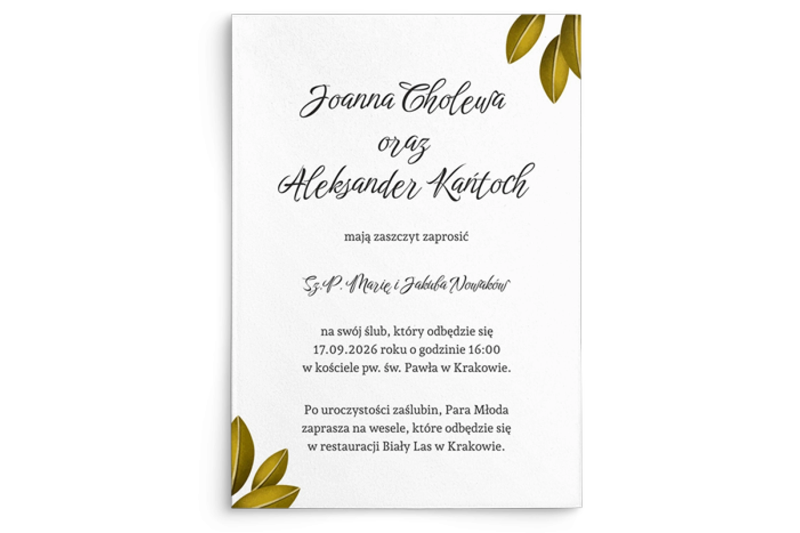 Zaproszenia ślubne Jesienne Liście - Motyw 3