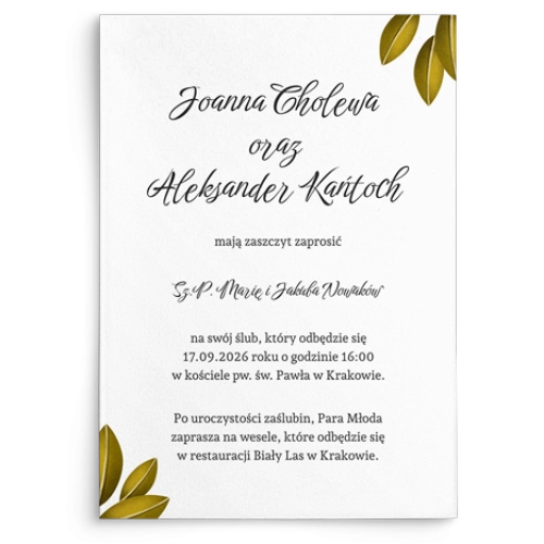 Zaproszenia ślubne Jesienne Liście - Motyw 3