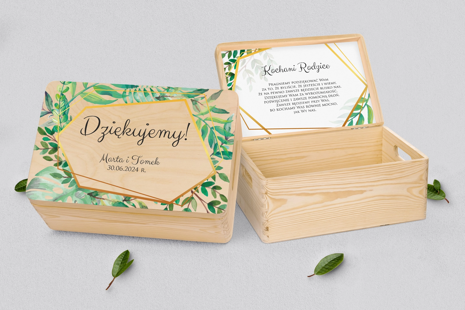 Skrzyneczka dla Rodziców - naturalna Flowers & Frame Motyw 2