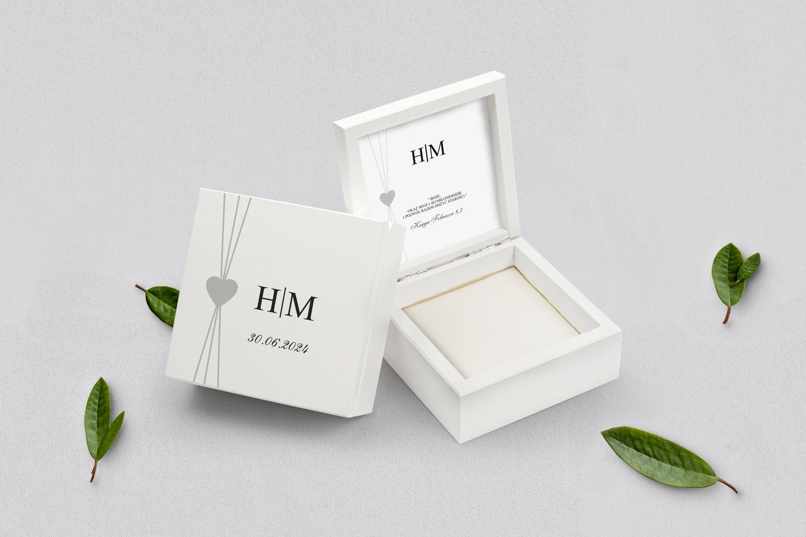 Pudełko na obrączki białe - Elegance Motyw 2