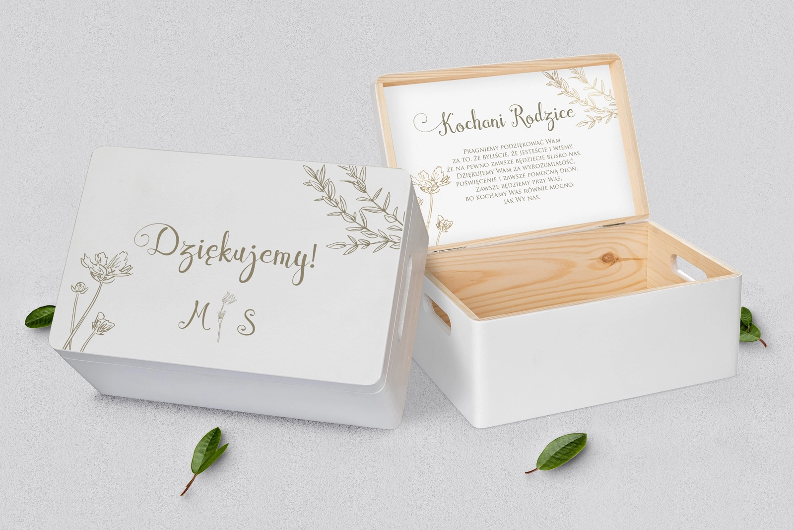 Skrzyneczka dla Rodziców - biała Fiori Motyw 4