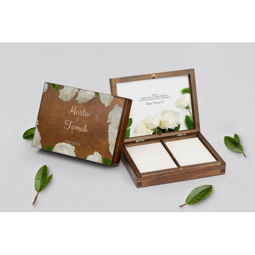 Pudełko na obrączki prostokątne brązowe - Soft Motyw 4