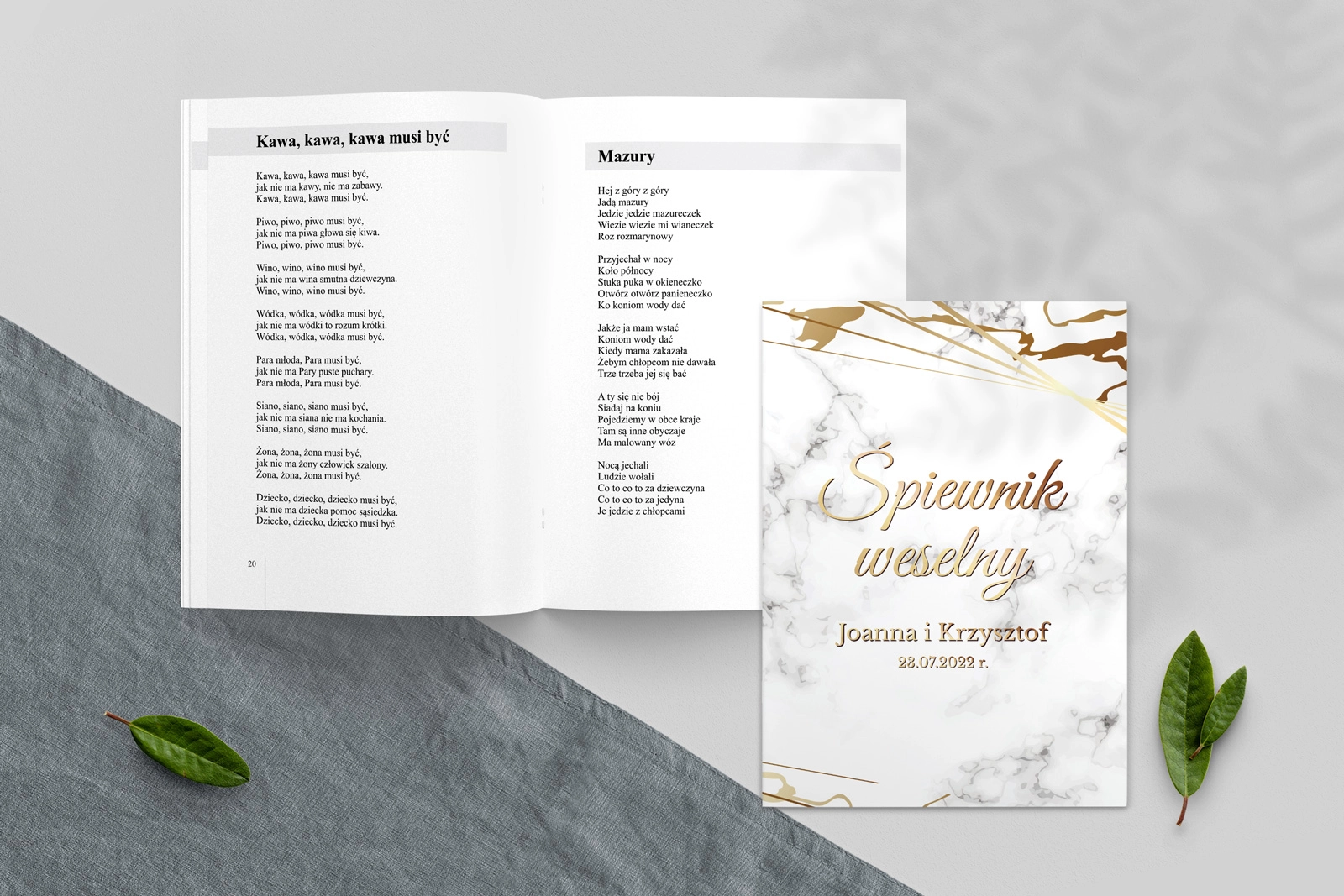 Śpiewnik Weselny - Marmur & Złoto Motyw 4