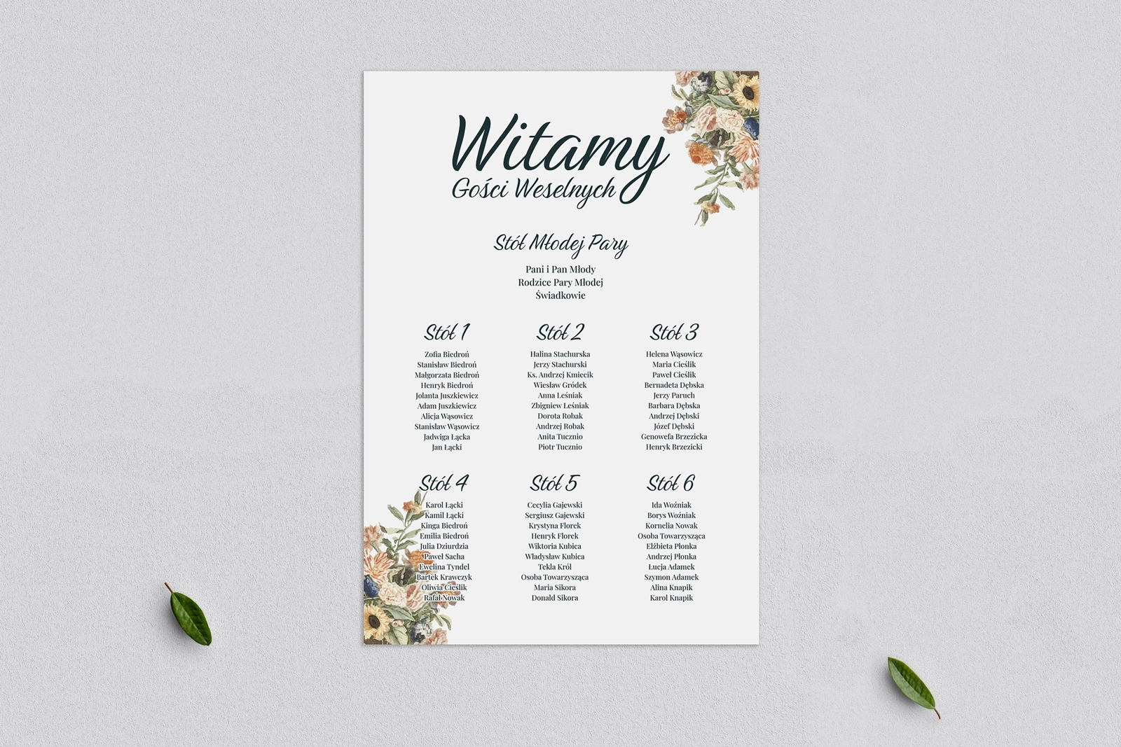 Plan stołów weselnych Rustic Summer - Motyw 2